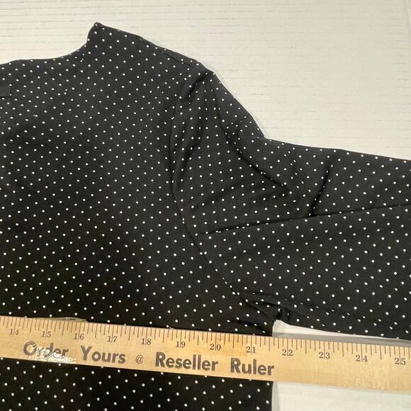 Zac & Rachel women's blouse Large shark tail black and white polka dot L/S - Picture 8 of 15